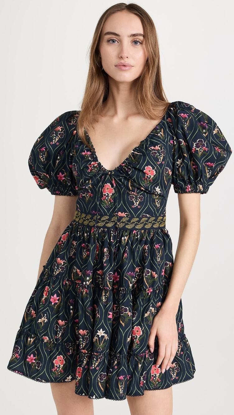 Agua by Agua Bendita Manzanilla XL Pacifico Blue Floral Mini Dress NWT Navy Blue